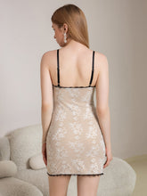 Lace Contrast Cut Out Split Bow Decoration Cami Dress